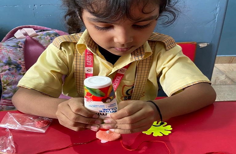 Student demonstrating science project